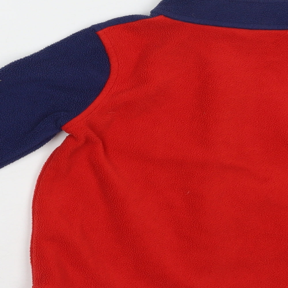 Marks and Spencer Boys Red Colourblock Polyester Full Zip Sweatshirt Size 3-4 Years  Zip