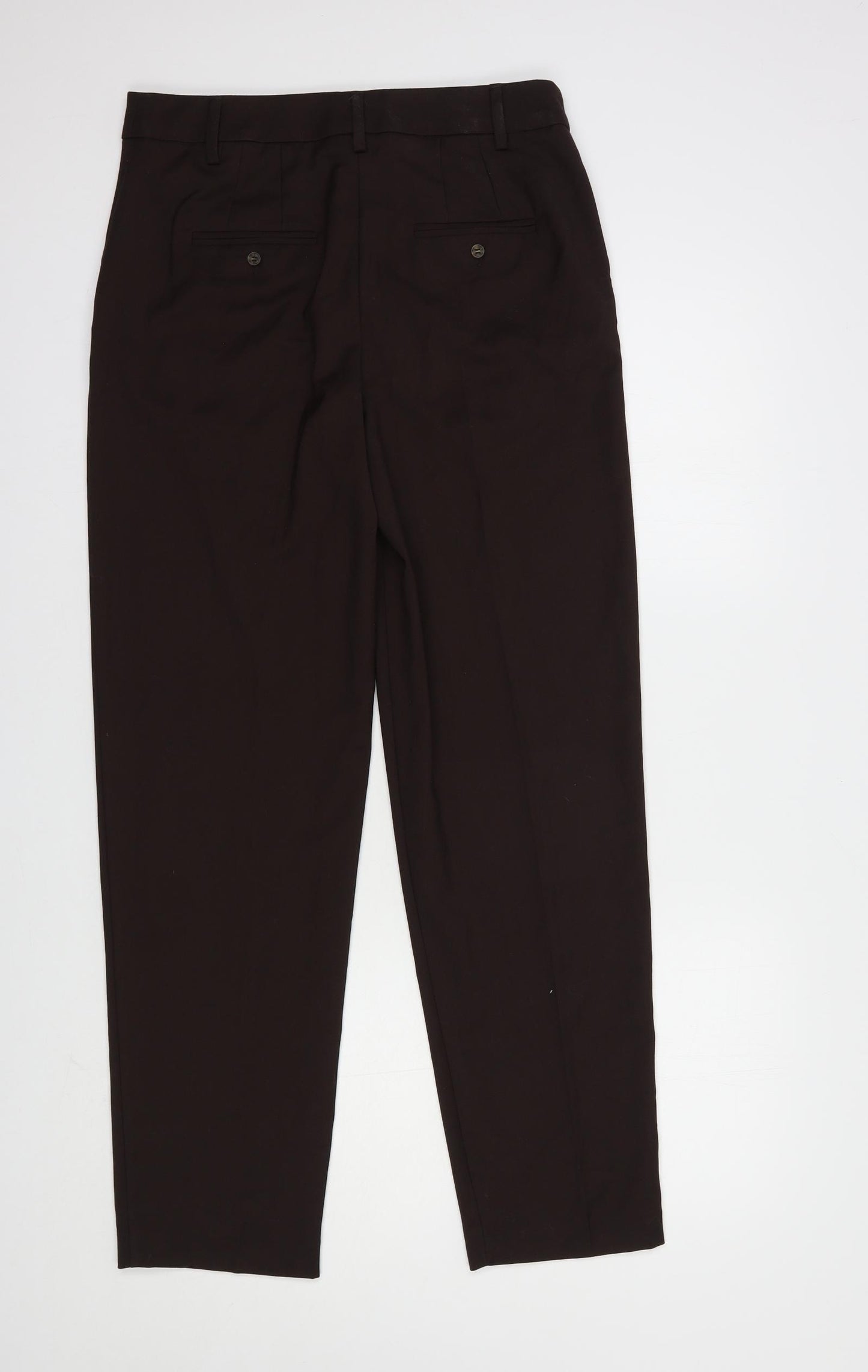 Marks and Spencer Womens Brown  Polyester Dress Pants Trousers Size 8 L29 in Regular Hook & Eye