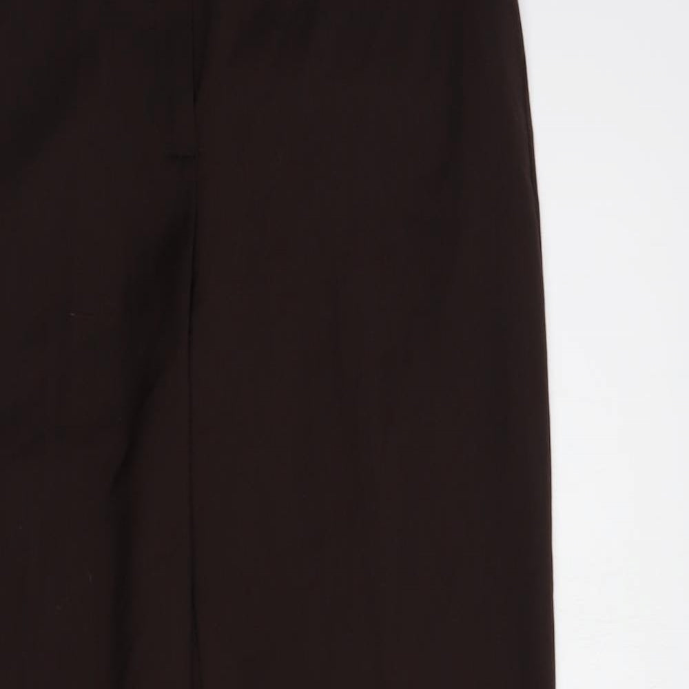Marks and Spencer Womens Brown  Polyester Dress Pants Trousers Size 8 L29 in Regular Hook & Eye