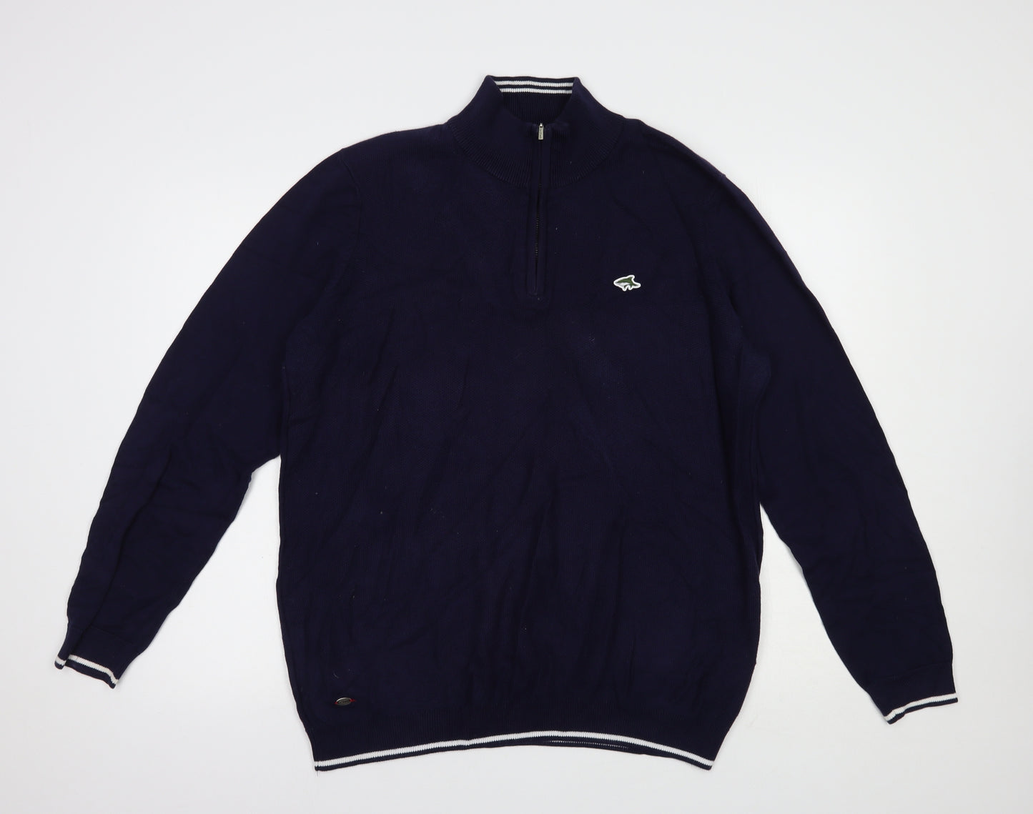 Le Shark Mens Blue High Neck  Cotton Pullover Jumper Size XL