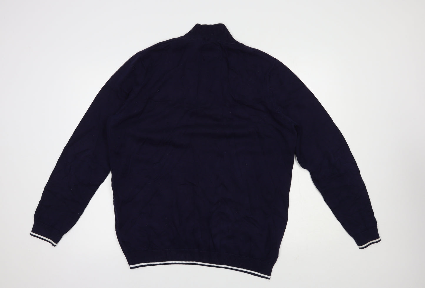 Le Shark Mens Blue High Neck  Cotton Pullover Jumper Size XL