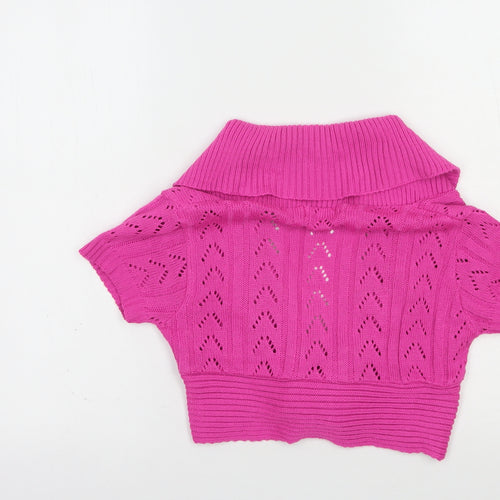 MYA Girls Girls Pink Collared  Acrylic Cardigan Jumper Size 7-8 Years  Buckle