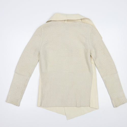 Stradivarius Womens Beige Collared  Polyester Cardigan Jumper Size M