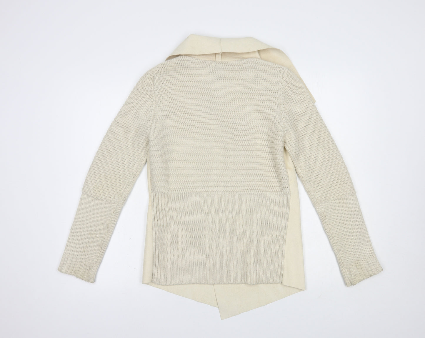 Stradivarius Womens Beige Collared  Polyester Cardigan Jumper Size M