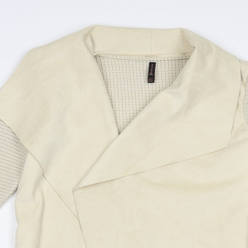 Stradivarius Womens Beige Collared  Polyester Cardigan Jumper Size M