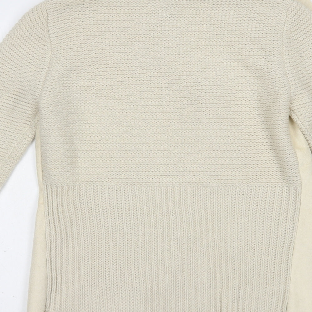 Stradivarius Womens Beige Collared  Polyester Cardigan Jumper Size M