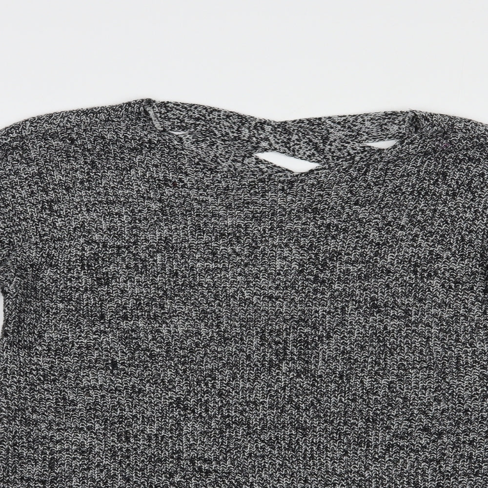 Pep & Co Womens Grey Boat Neck  Acrylic Pullover Jumper Size 14