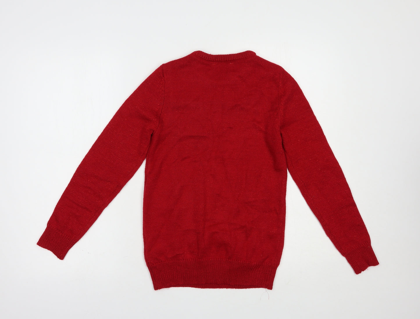 Miss E-vie Girls Red Crew Neck  Acrylic Pullover Jumper Size 11-12 Years  Pullover - Rudolph Christmas