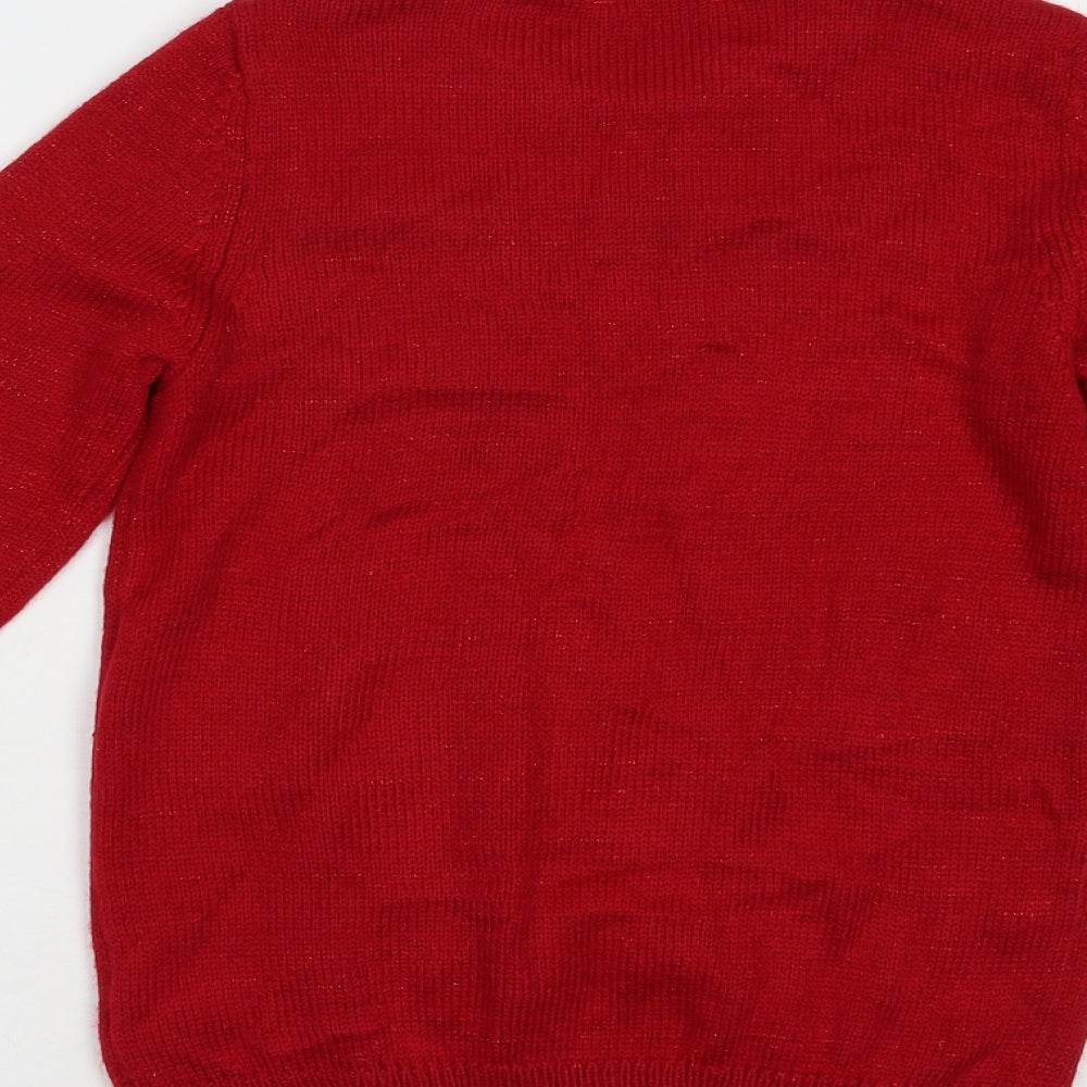 Miss E-vie Girls Red Crew Neck  Acrylic Pullover Jumper Size 11-12 Years  Pullover - Rudolph Christmas