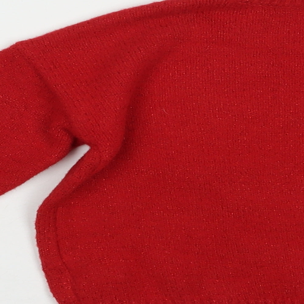 F&F Girls Red Crew Neck  Polyester Pullover Jumper Size 6-7 Years  Pullover - Rudolph Christmas