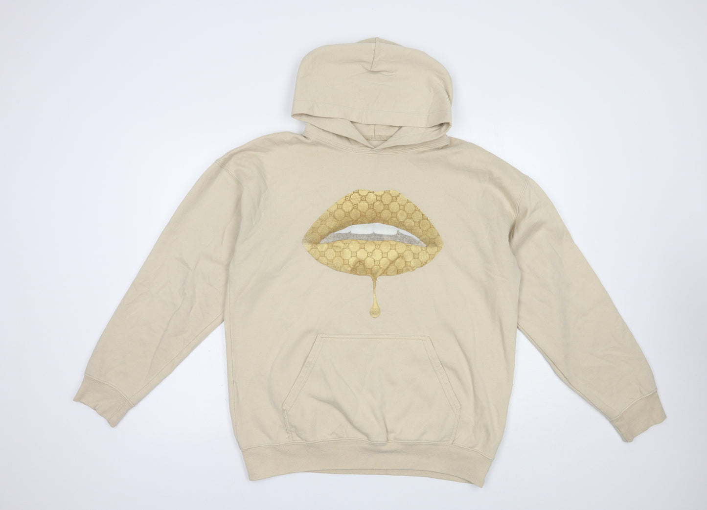 Preworn Womens Beige  Cotton Pullover Hoodie Size M  Pullover