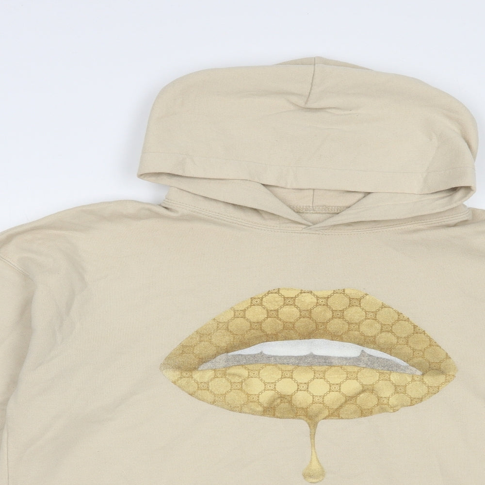 Preworn Womens Beige  Cotton Pullover Hoodie Size M  Pullover