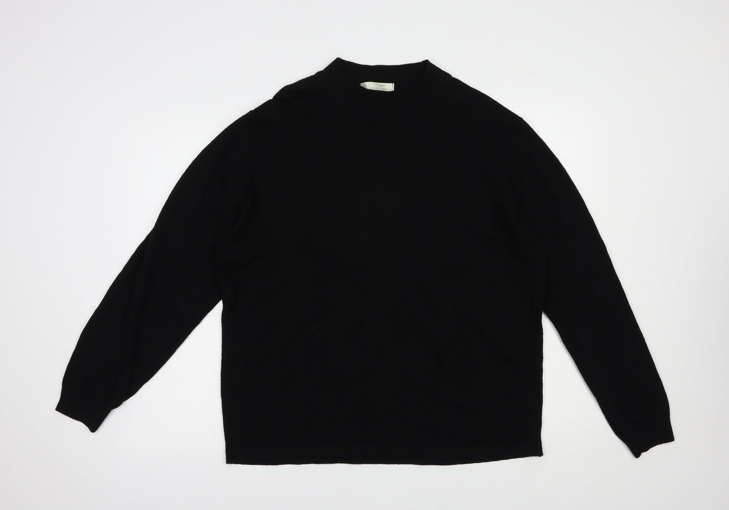 Marks and Spencer Womens Black Mock Neck  Wool Pullover Jumper Size L