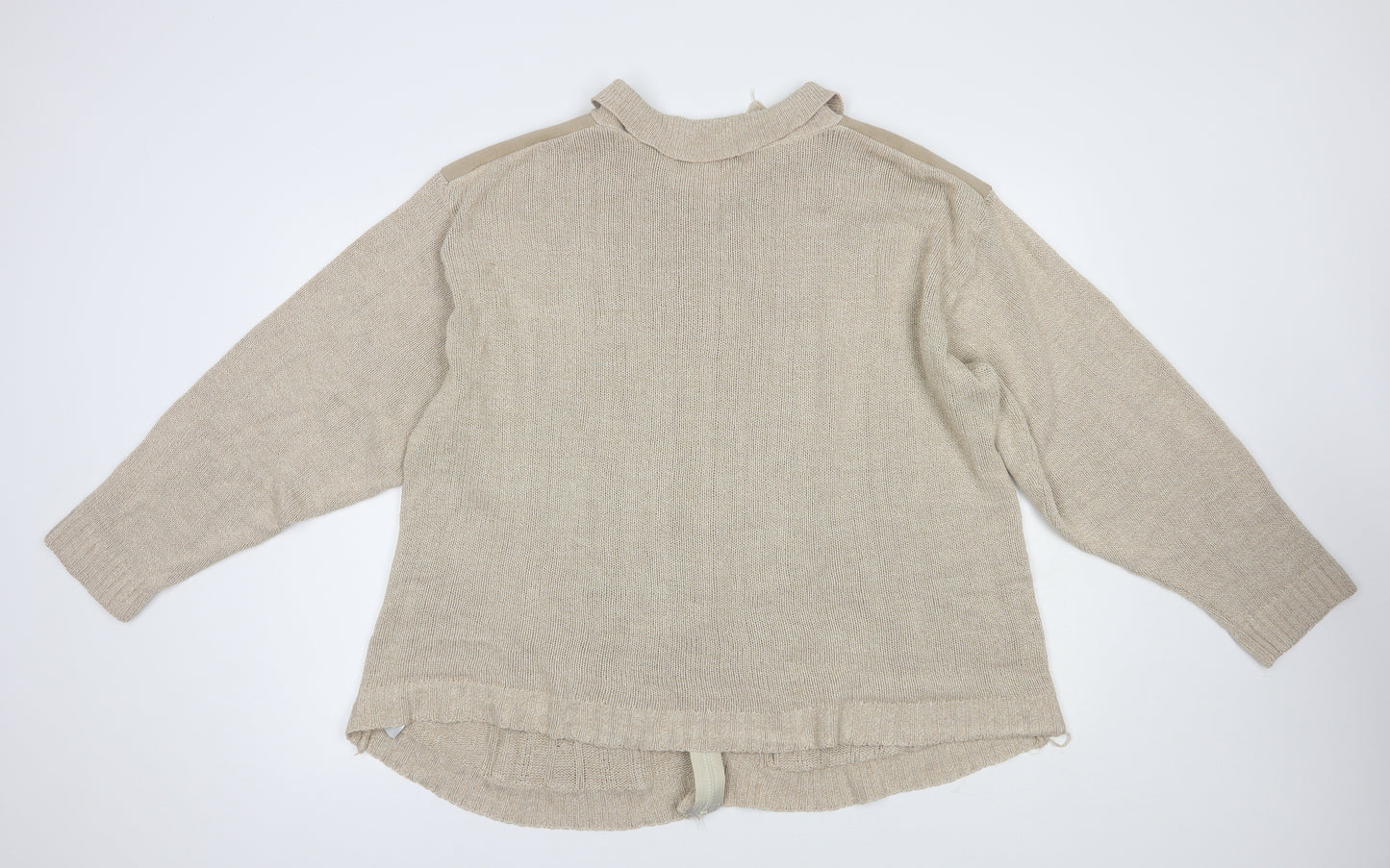 Simon Taylor Womens Beige Collared  Acrylic Full Zip Jumper Size XL