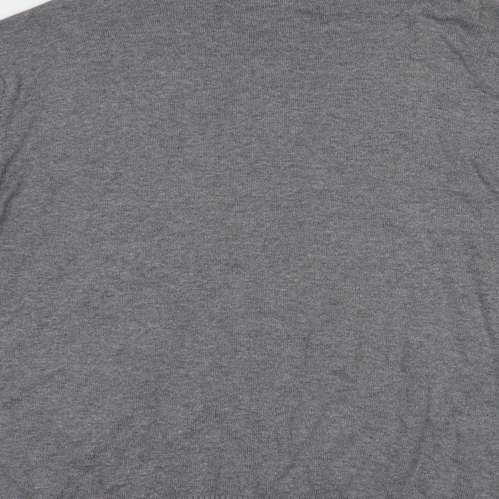 NEXT Mens Grey High Neck Argyle/Diamond Cotton Full Zip Jumper Size XL