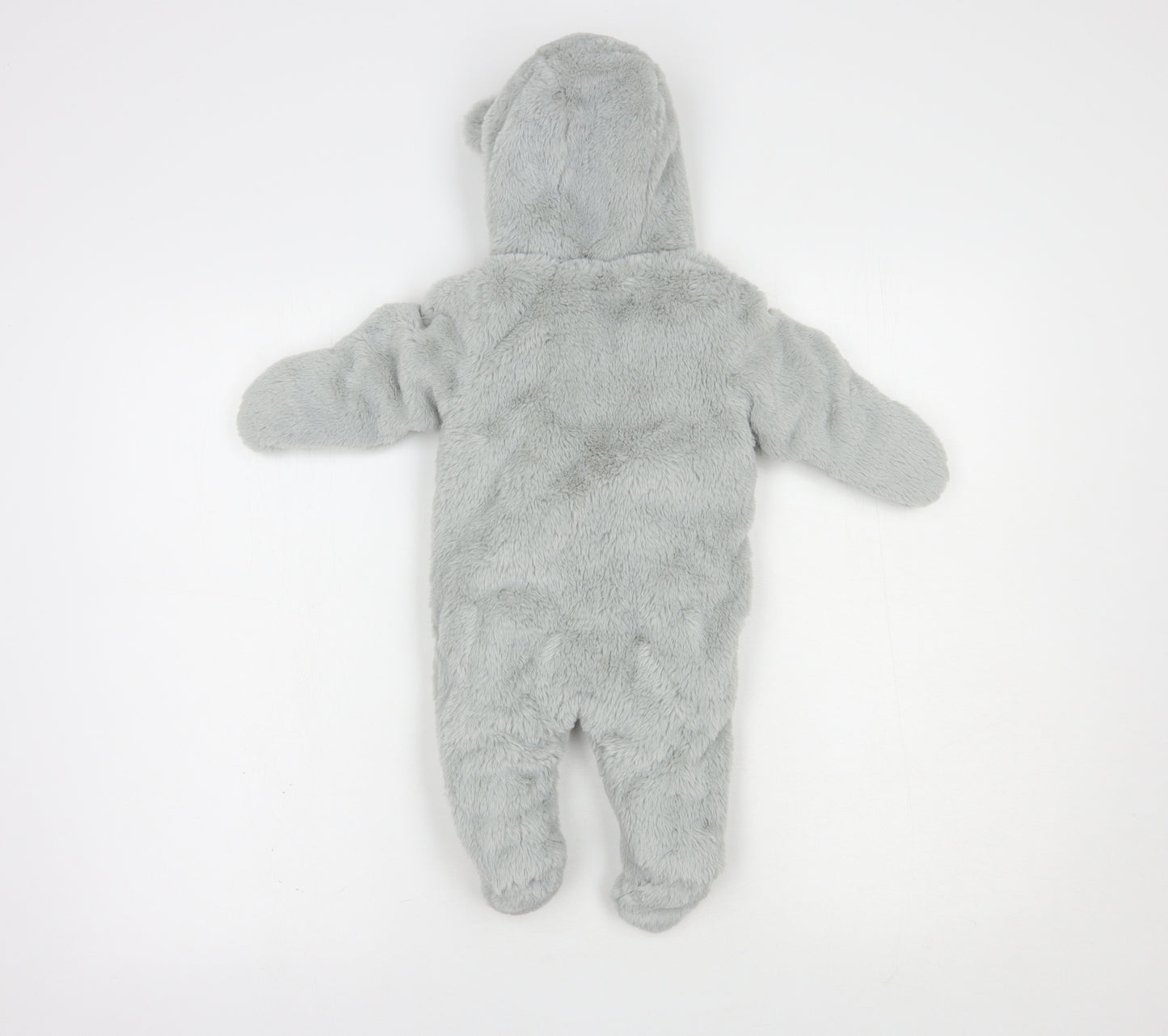 mamas & papas Baby Grey  Polyester Coverall One-Piece Size 3-6 Months  Zip - Bear Hood