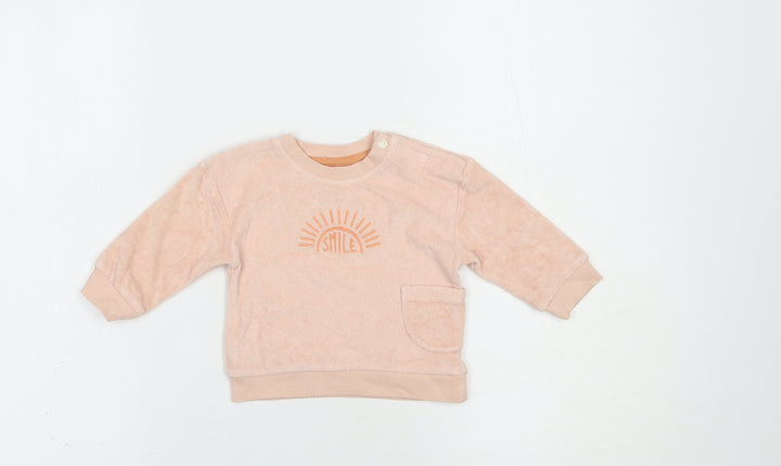 Nutmeg Baby Pink  Cotton Pullover Jumper Size 3-6 Months  Snap - Smile