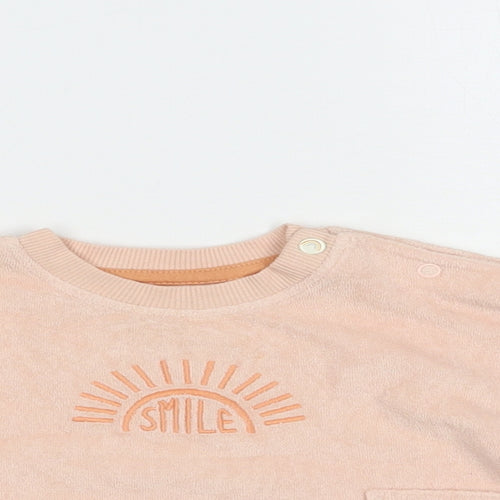 Nutmeg Baby Pink  Cotton Pullover Jumper Size 3-6 Months  Snap - Smile
