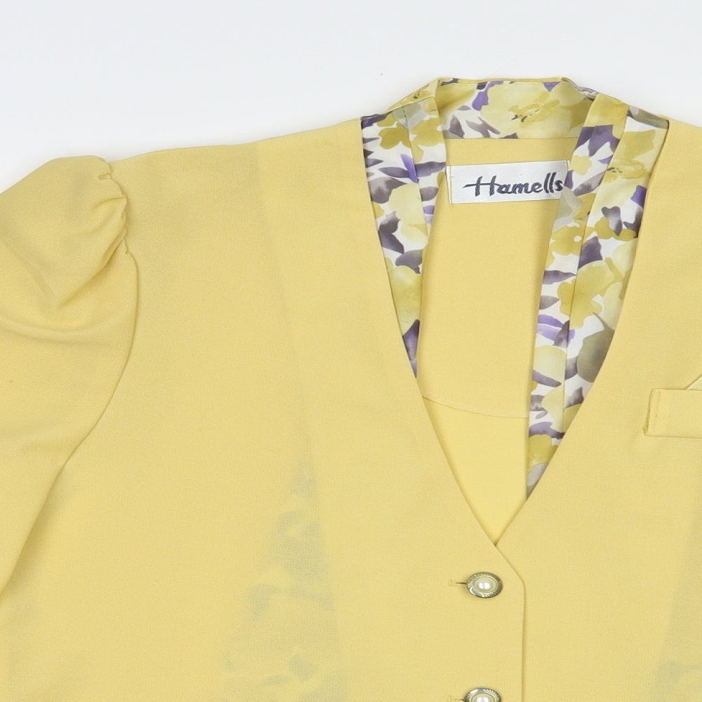 Hamells Womens Yellow  Polyester Basic Blouse Size L V-Neck