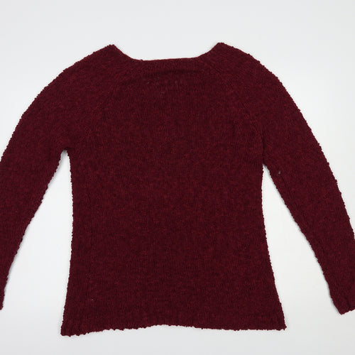 Absolutely Famous Womens Purple V-Neck  Polyester Pullover Jumper Size XL