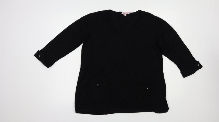 Michele Hope Womens Black V-Neck  Viscose Pullover Jumper Size 16