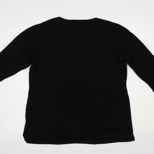 Michele Hope Womens Black V-Neck  Viscose Pullover Jumper Size 16