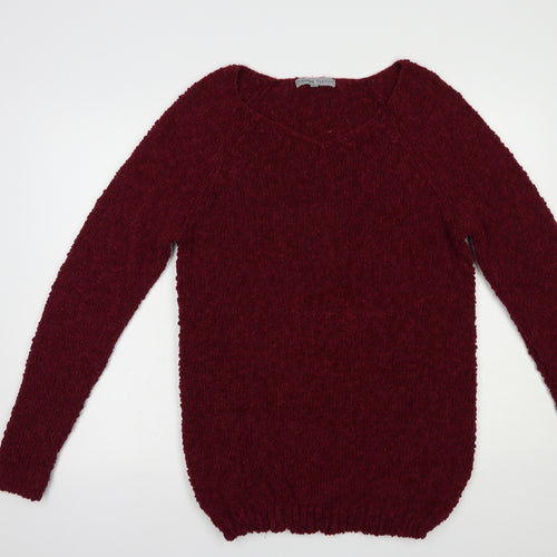 Absolutely Famous Womens Purple V-Neck  Polyester Pullover Jumper Size XL