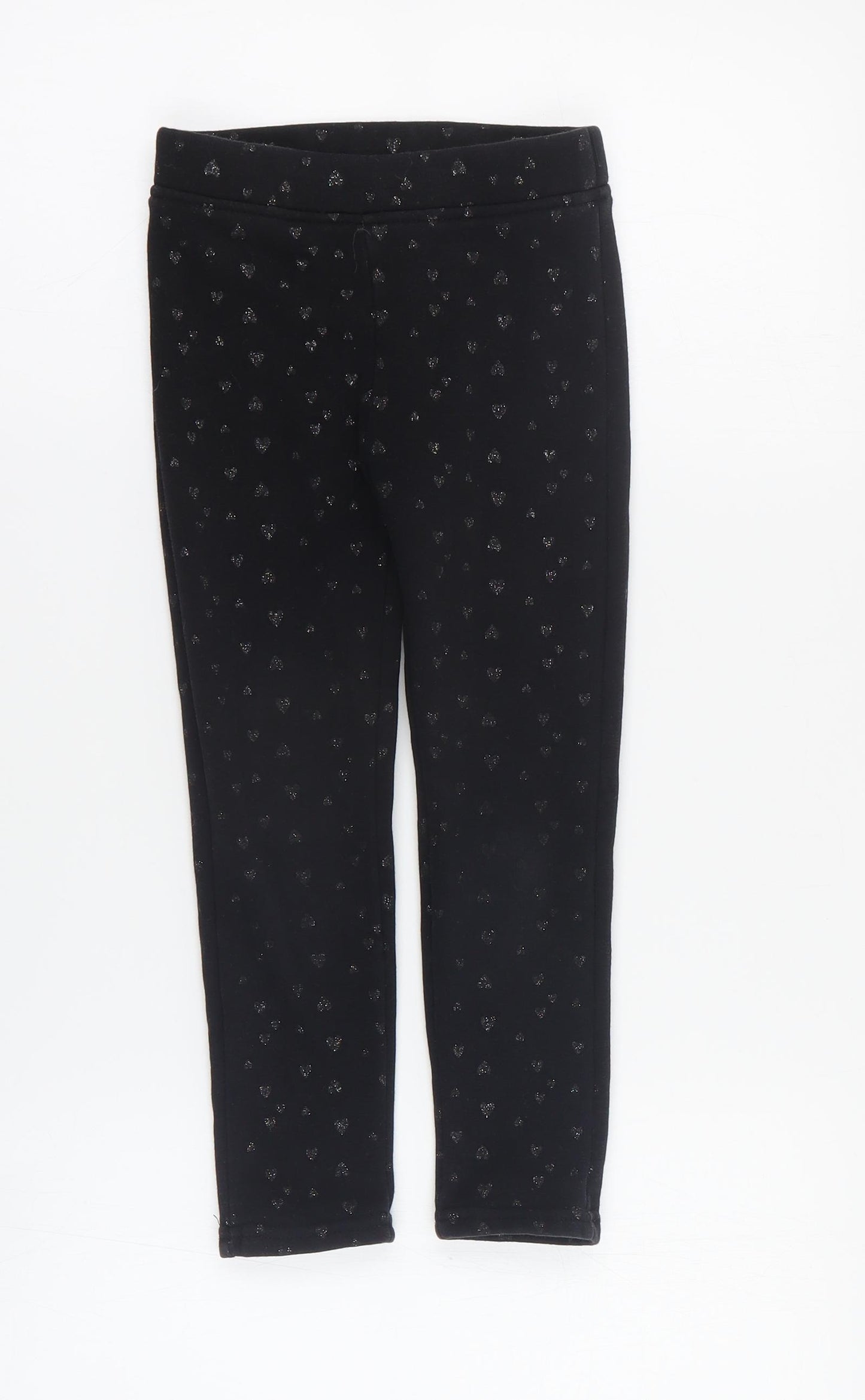 Dunnes Girls Black Geometric Polyester Jegging Trousers Size 5 Years  Regular Pullover