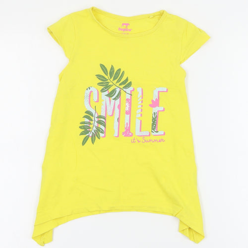 Lupilu Girls Yellow  Cotton Basic Tank Size 5-6 Years Round Neck Pullover - Slogan