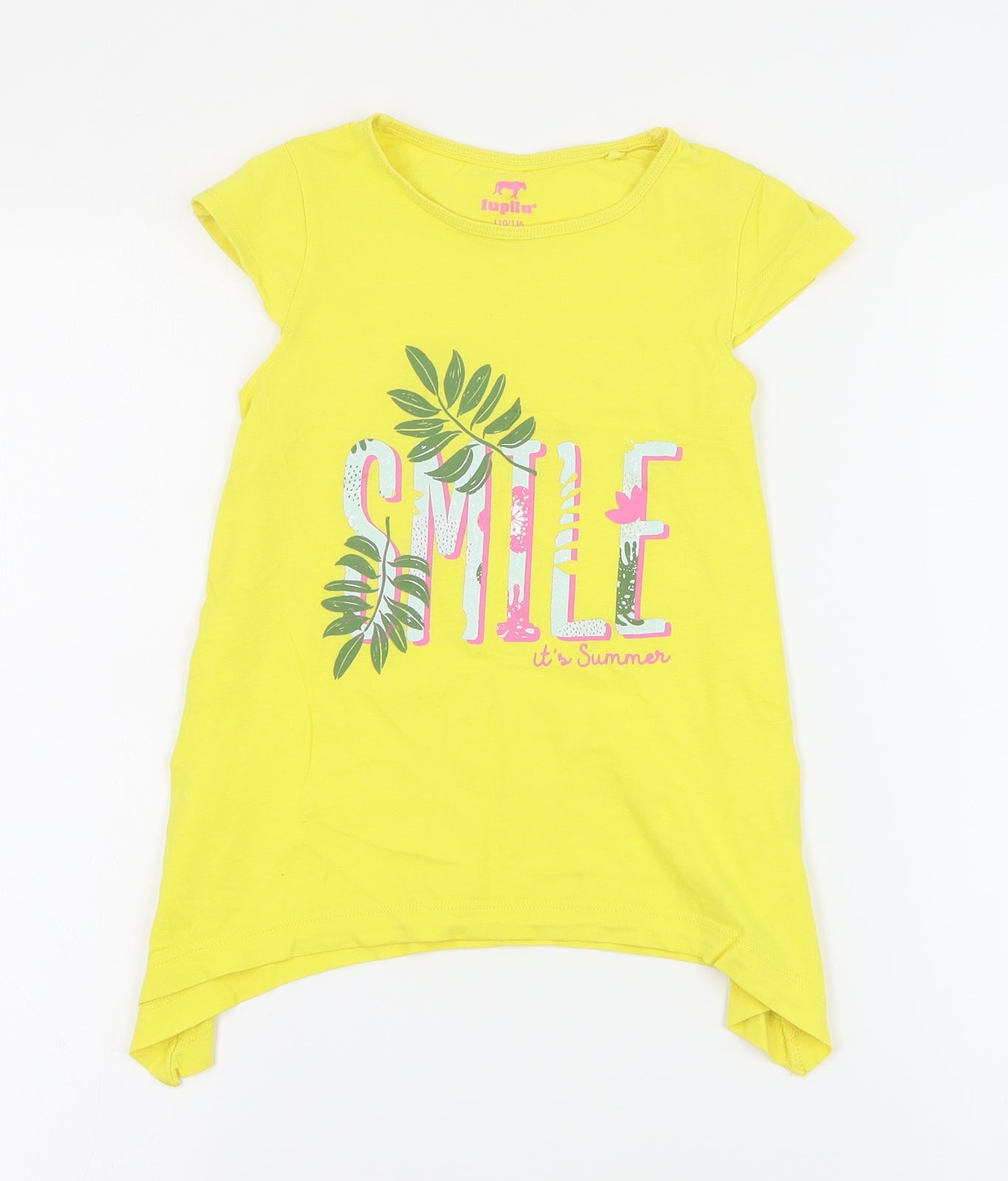 Lupilu Girls Yellow  Cotton Basic Tank Size 5-6 Years Round Neck Pullover - Slogan