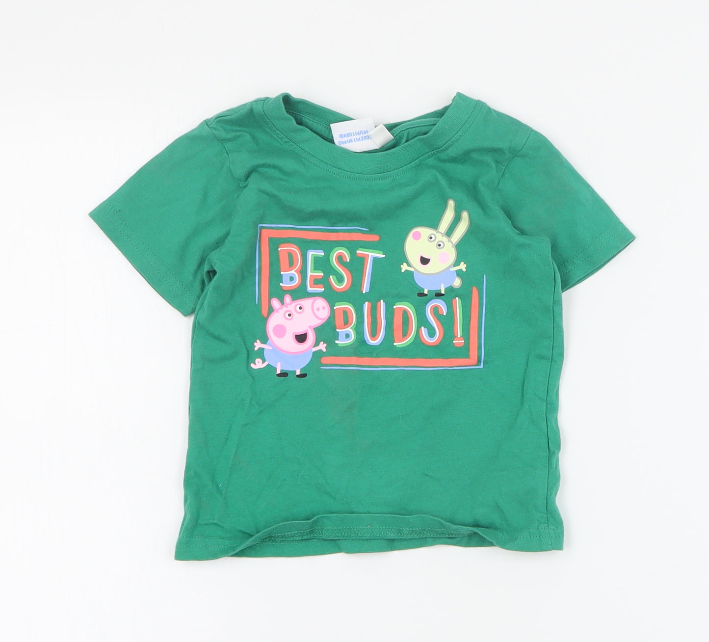 Primark Baby Green  Cotton Basic T-Shirt Size 12-18 Months Crew Neck Pullover - Peppa Pig