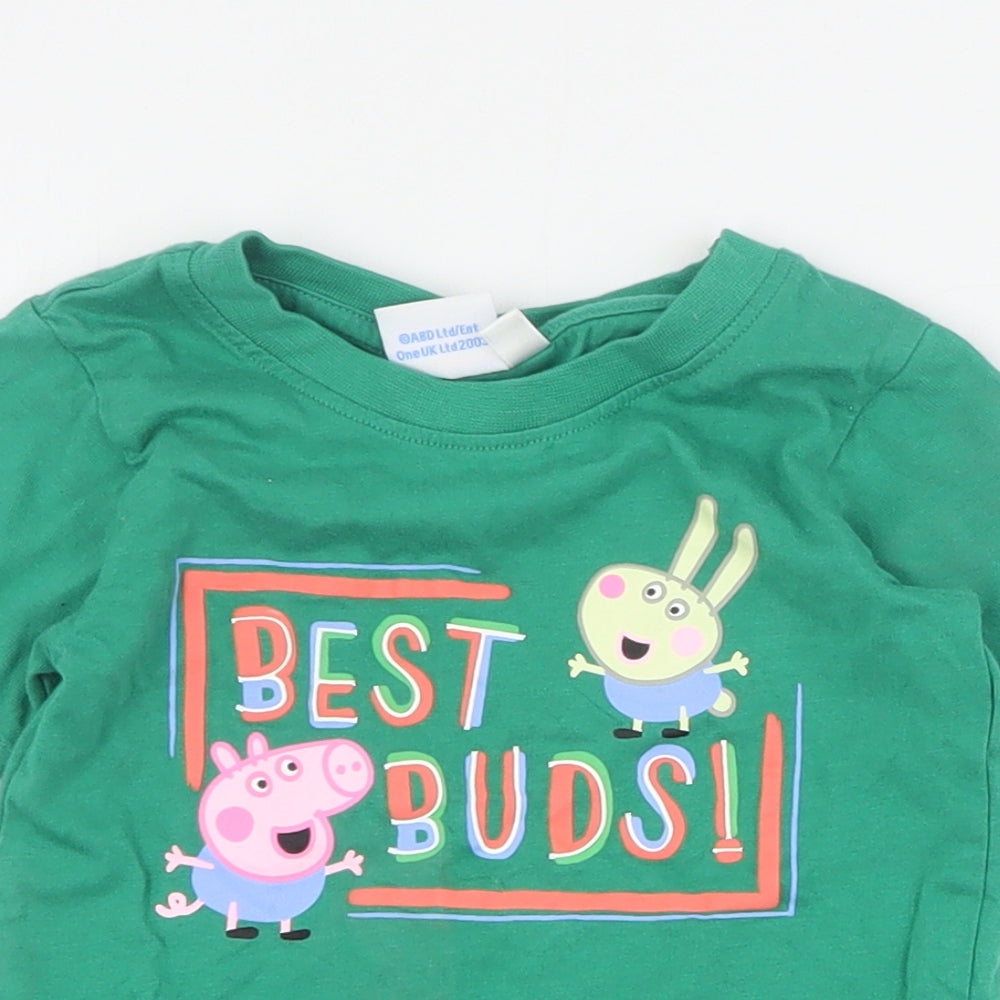 Primark Baby Green  Cotton Basic T-Shirt Size 12-18 Months Crew Neck Pullover - Peppa Pig