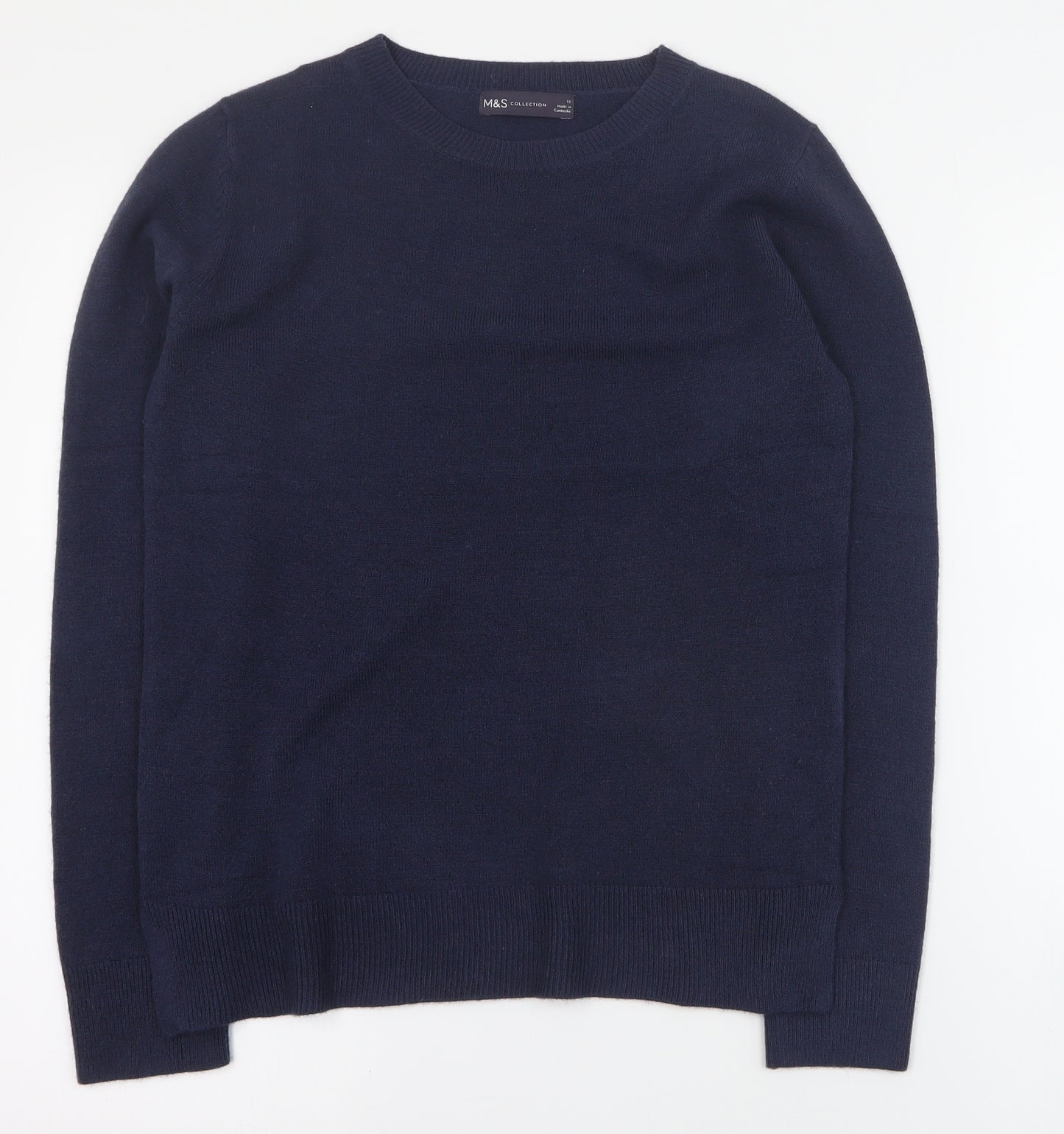 Marks and Spencer Womens Blue Round Neck  Acrylic Pullover Jumper Size 10