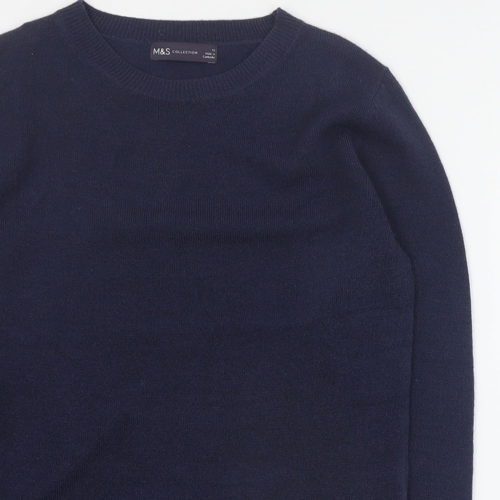 Marks and Spencer Womens Blue Round Neck  Acrylic Pullover Jumper Size 10