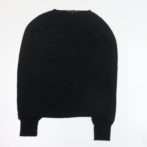 Marks and Spencer Womens Black Round Neck Argyle/Diamond Wool Pullover Jumper Size M