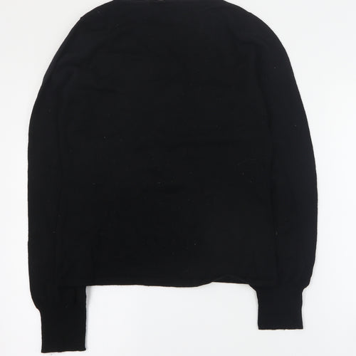 Marks and Spencer Womens Black Round Neck Argyle/Diamond Wool Pullover Jumper Size M