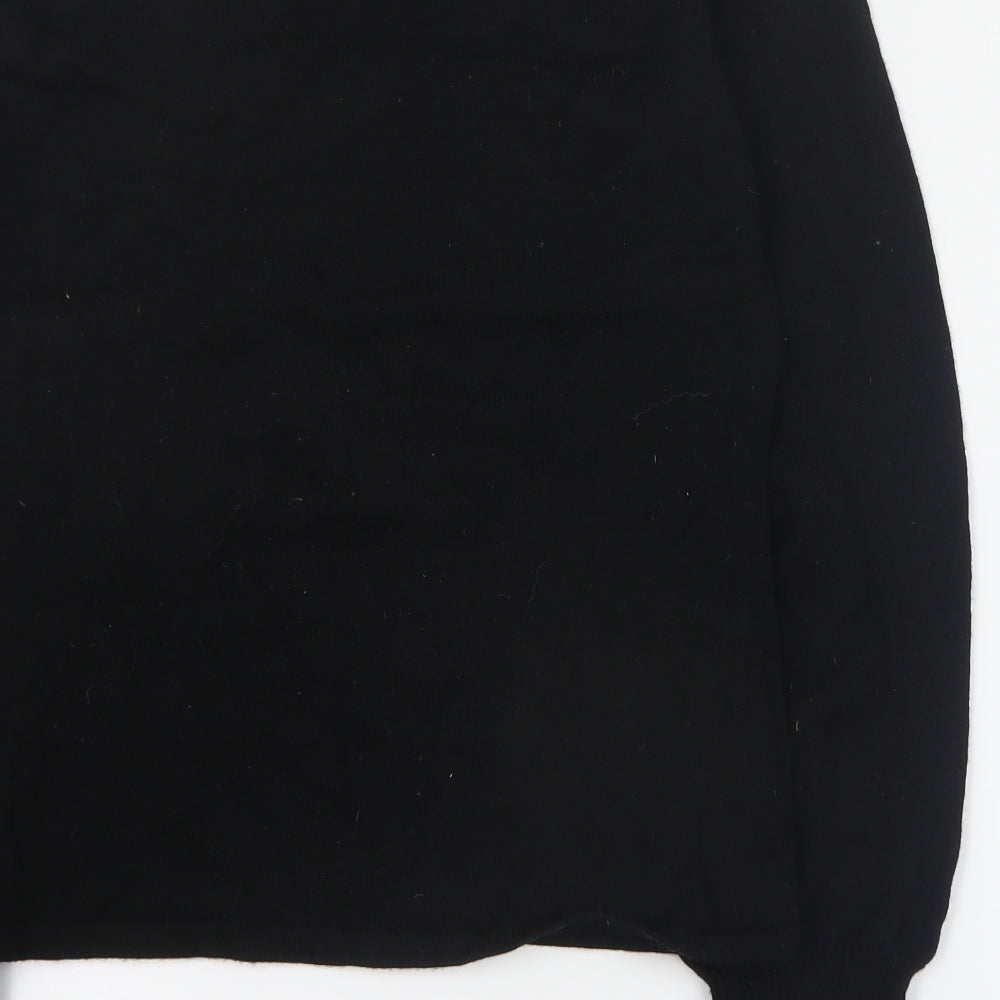 Marks and Spencer Womens Black Round Neck Argyle/Diamond Wool Pullover Jumper Size M