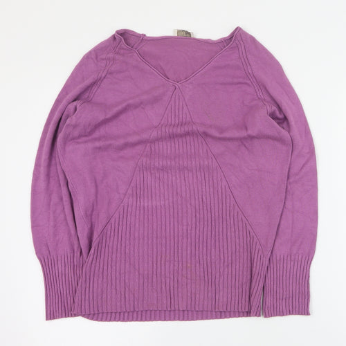 CC Womens Purple V-Neck  Viscose Pullover Jumper Size M