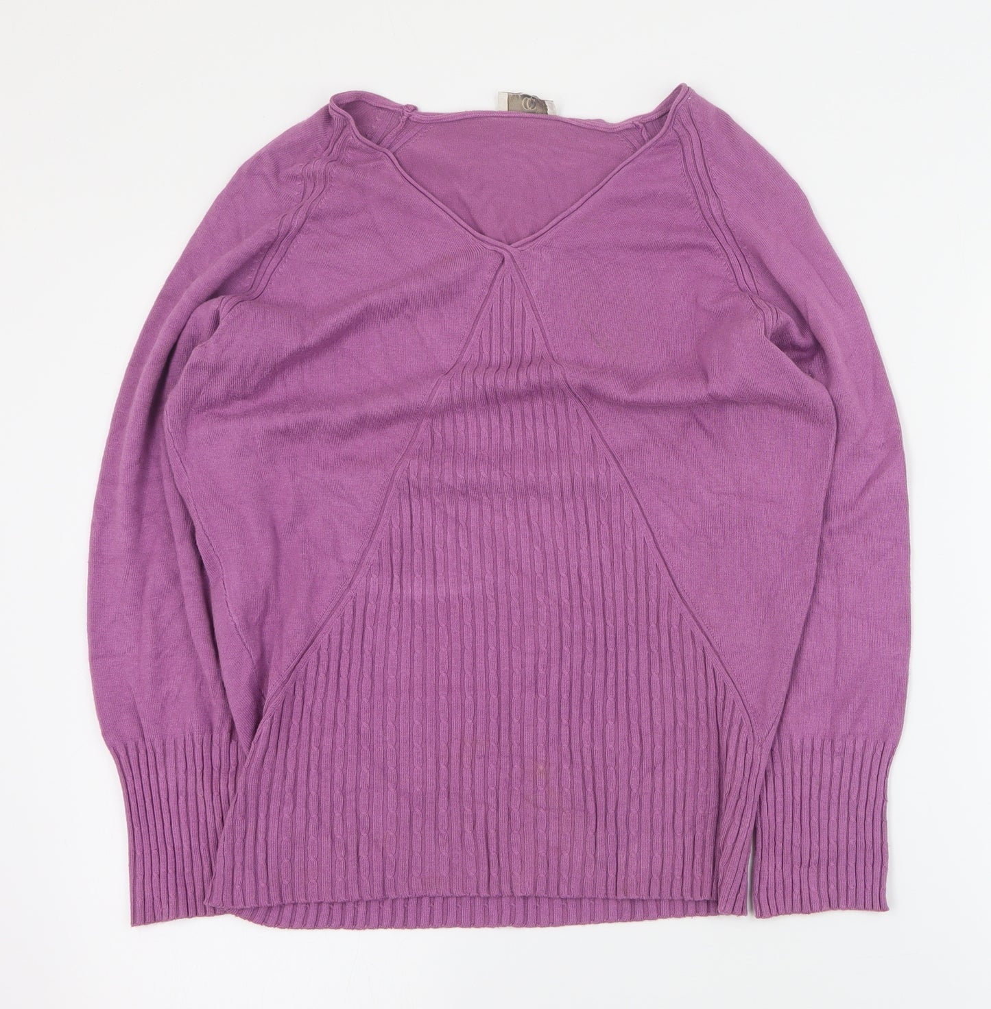 CC Womens Purple V-Neck  Viscose Pullover Jumper Size M