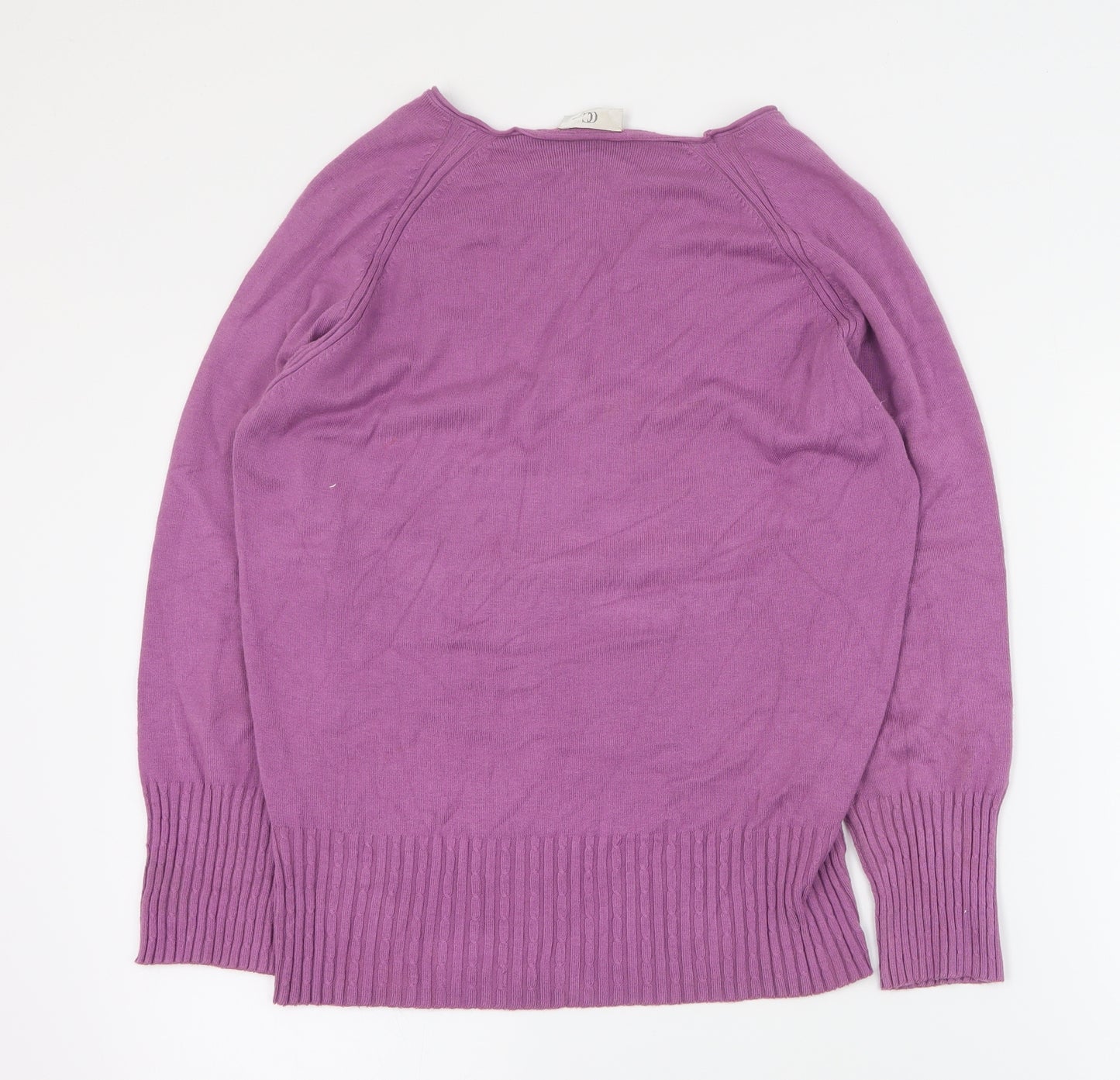 CC Womens Purple V-Neck  Viscose Pullover Jumper Size M