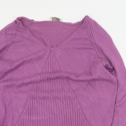 CC Womens Purple V-Neck  Viscose Pullover Jumper Size M