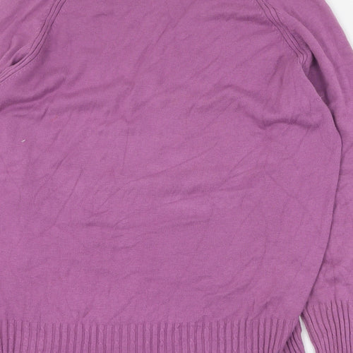 CC Womens Purple V-Neck  Viscose Pullover Jumper Size M