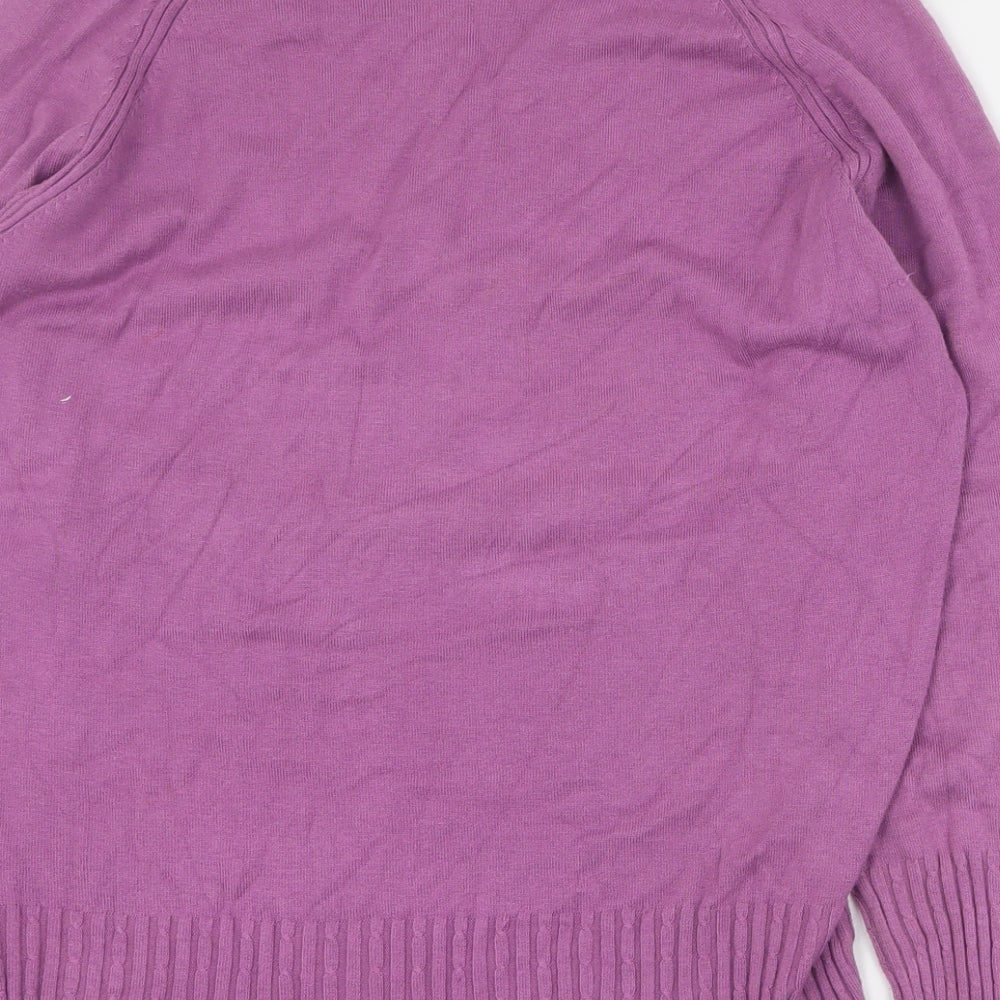 CC Womens Purple V-Neck  Viscose Pullover Jumper Size M