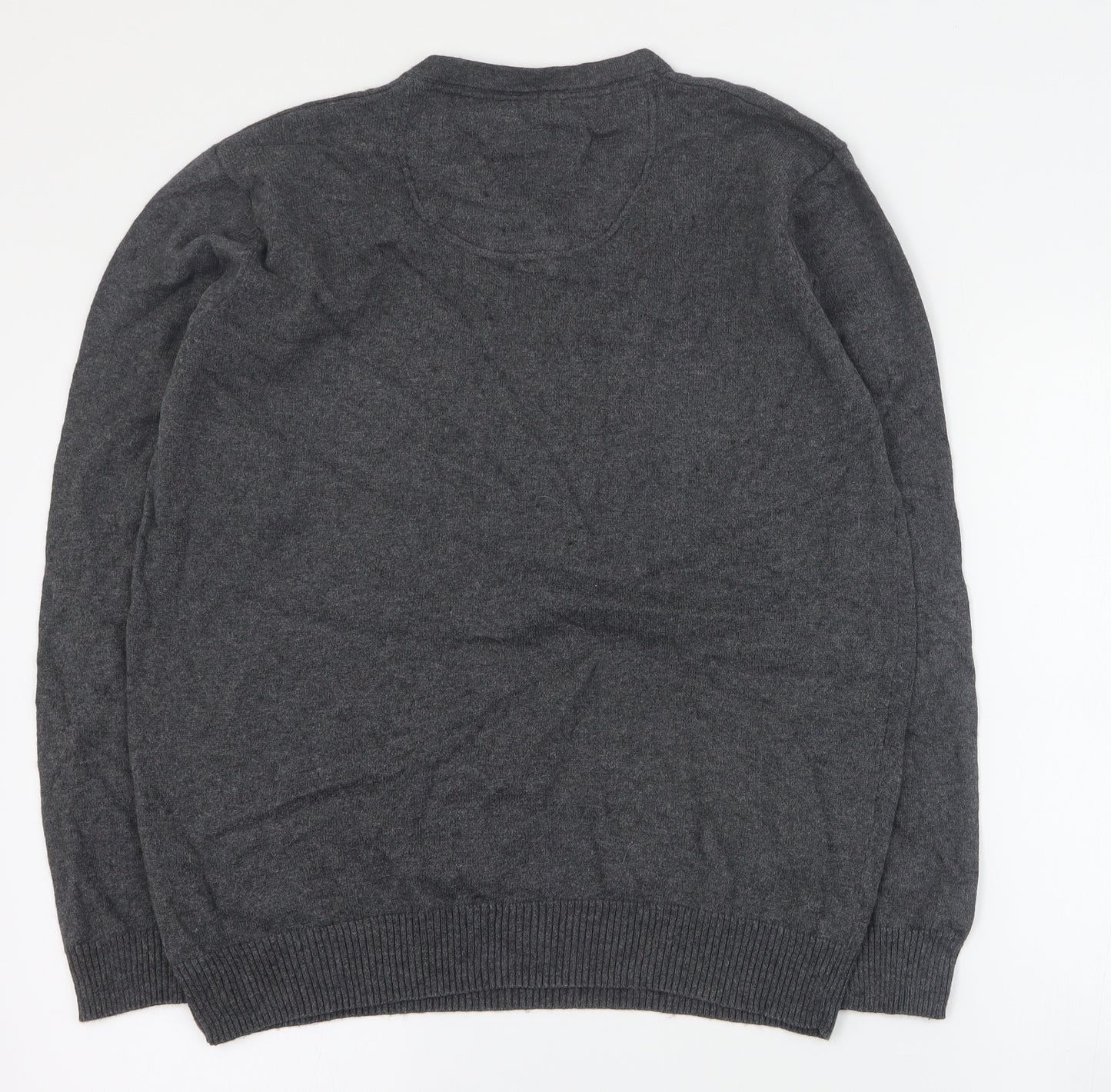 Jeff Banks Mens Grey V-Neck  Cotton Pullover Jumper Size M