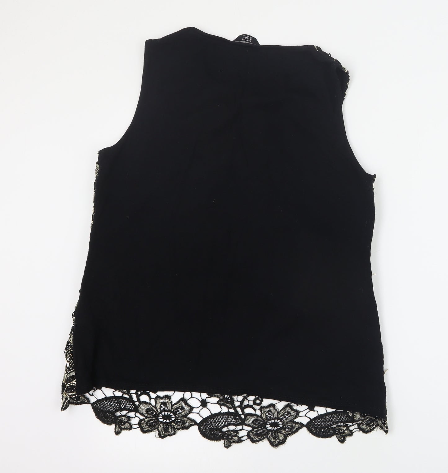 F&F Womens Gold  Polyester Basic Tank Size 14 Round Neck