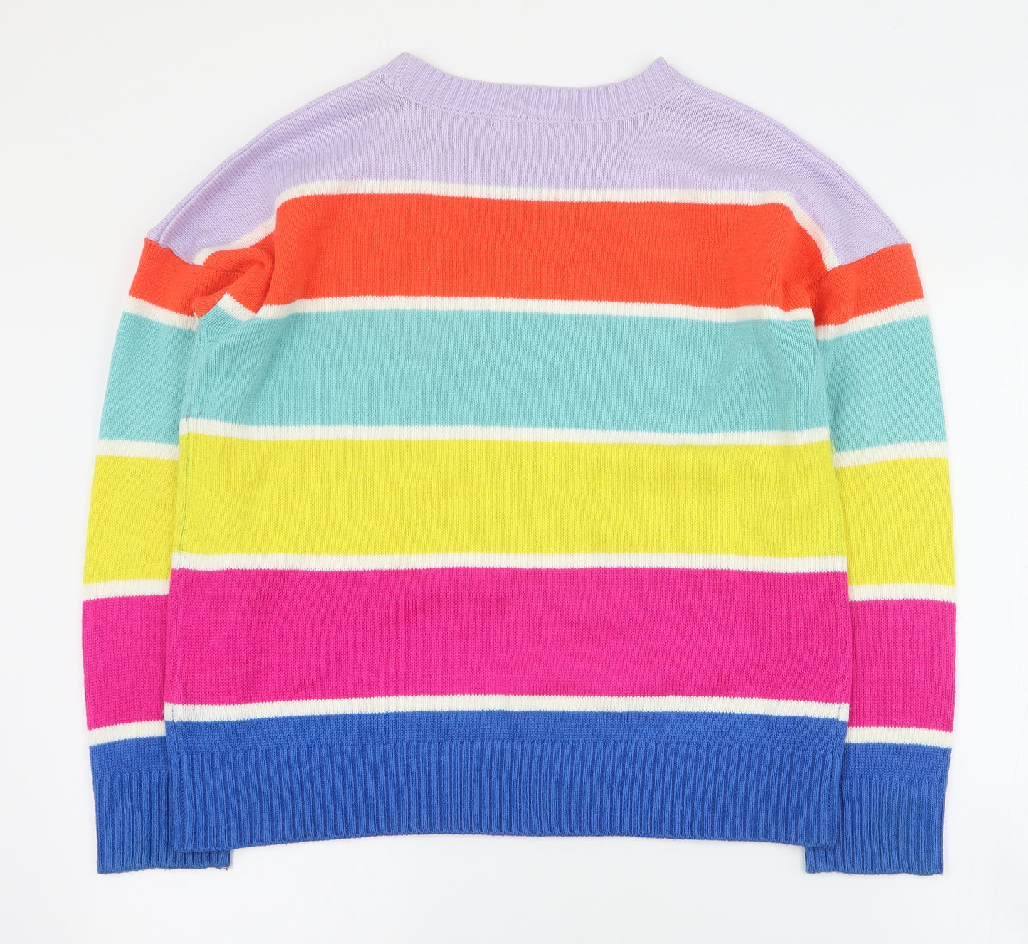 George Womens Multicoloured Round Neck Striped Acrylic Pullover Jumper Size M