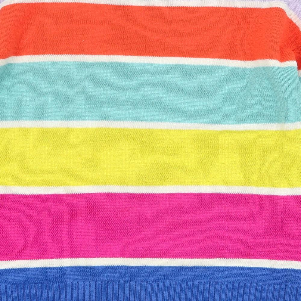 George Womens Multicoloured Round Neck Striped Acrylic Pullover Jumper Size M