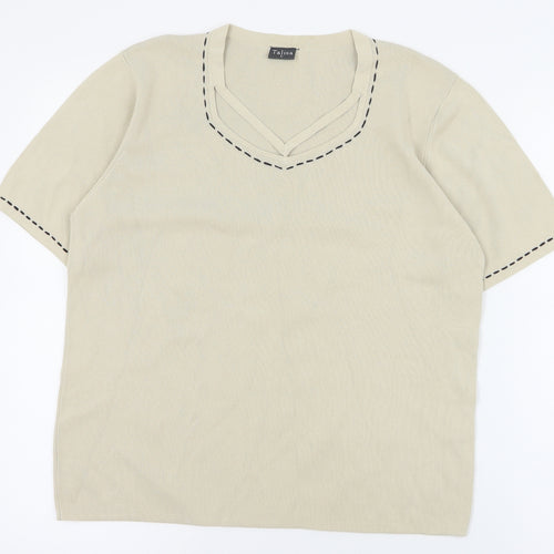 Talisa Womens Beige V-Neck  Viscose Pullover Jumper Size L