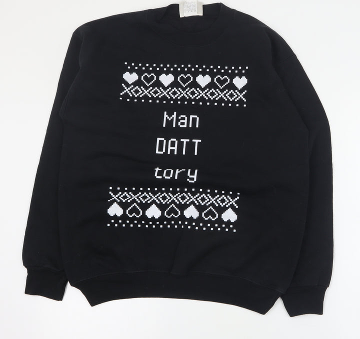 Hanes Womens Black Cotton Pullover Sweatshirt Size S Pullover