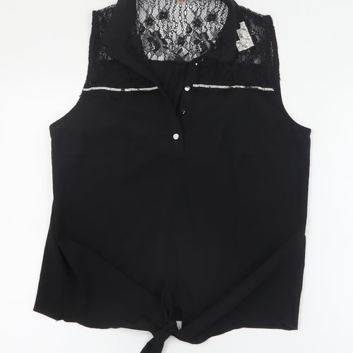 SheIn Womens Black  Polyester Basic Blouse Size M Collared